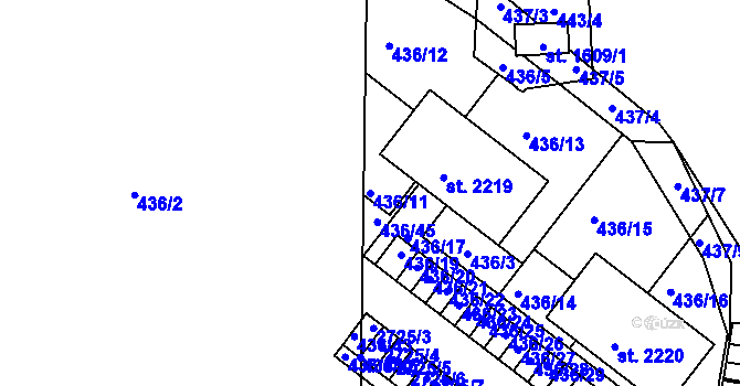 Parcela st. 436/11 v KÚ Polná, Katastrální mapa