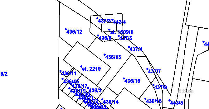 Parcela st. 436/13 v KÚ Polná, Katastrální mapa