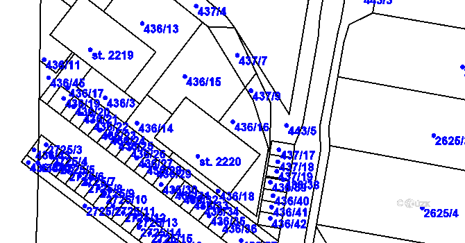 Parcela st. 436/16 v KÚ Polná, Katastrální mapa