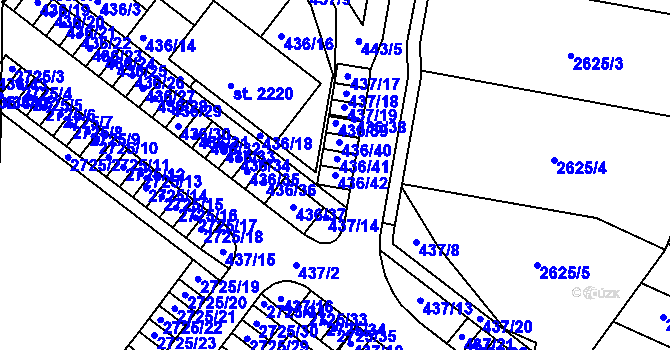 Parcela st. 436/42 v KÚ Polná, Katastrální mapa