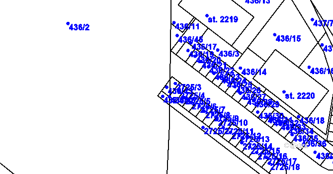 Parcela st. 436/43 v KÚ Polná, Katastrální mapa