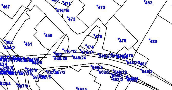 Parcela st. 474 v KÚ Polnička, Katastrální mapa
