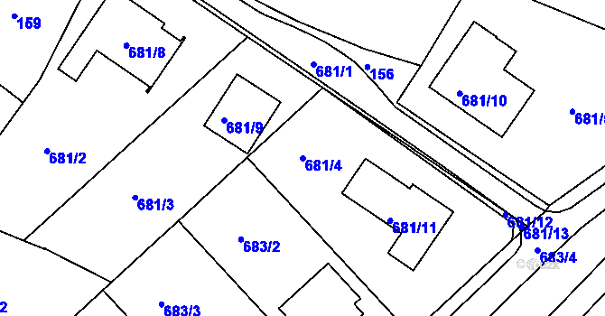 Parcela st. 681/4 v KÚ Polnička, Katastrální mapa