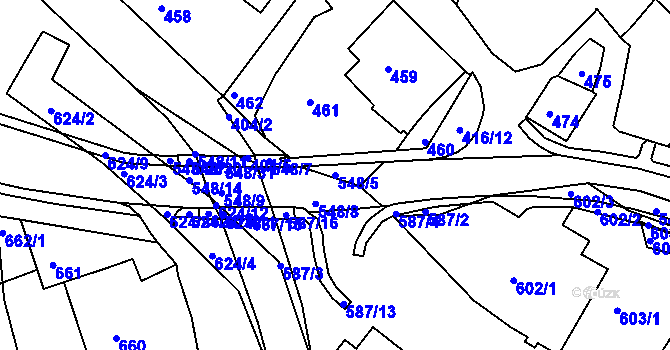 Parcela st. 548/5 v KÚ Polnička, Katastrální mapa