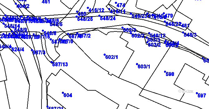 Parcela st. 602/1 v KÚ Polnička, Katastrální mapa