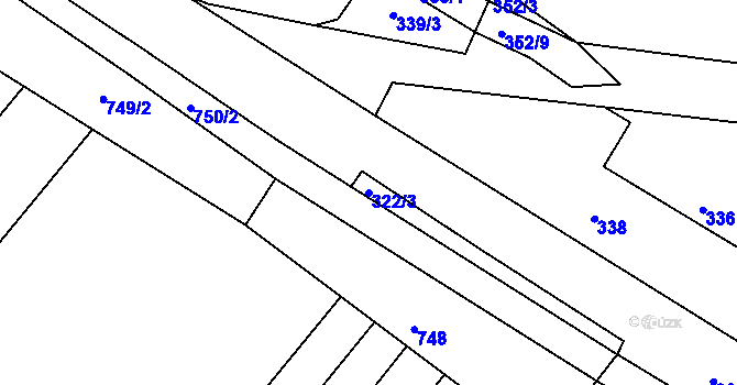 Parcela st. 322/3 v KÚ Polnička, Katastrální mapa