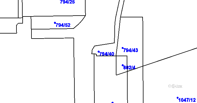 Parcela st. 794/40 v KÚ Polnička, Katastrální mapa