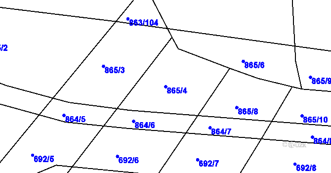 Parcela st. 865/4 v KÚ Polnička, Katastrální mapa