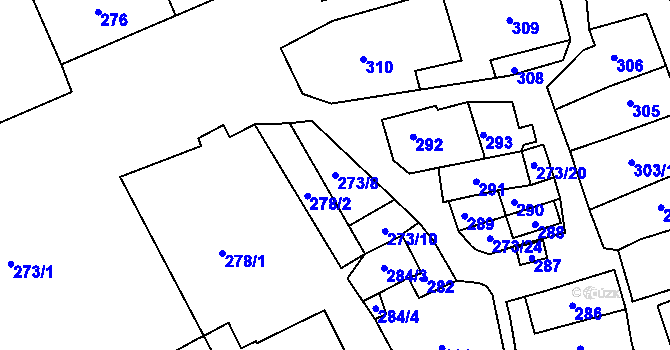 Parcela st. 273/8 v KÚ Polnička, Katastrální mapa