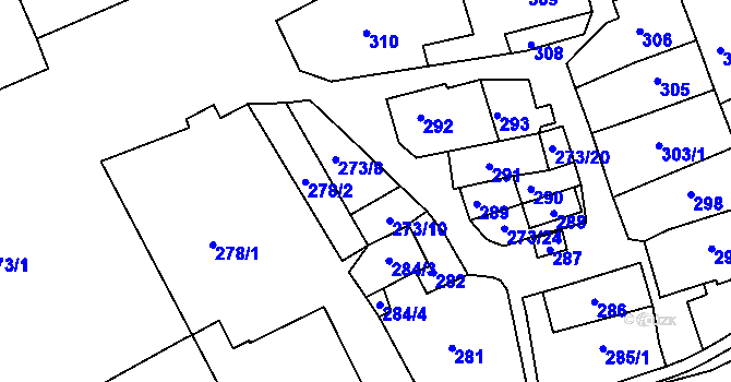 Parcela st. 273/9 v KÚ Polnička, Katastrální mapa