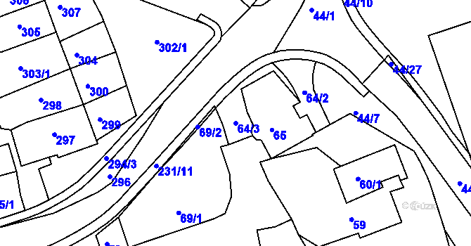 Parcela st. 64/3 v KÚ Polnička, Katastrální mapa