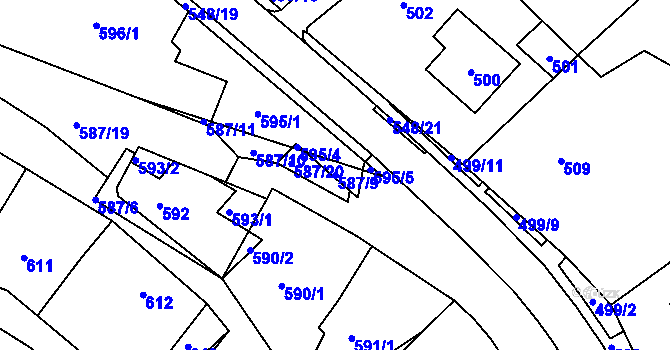 Parcela st. 587/9 v KÚ Polnička, Katastrální mapa