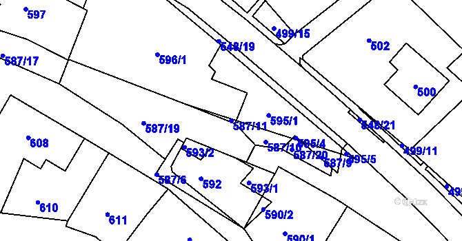 Parcela st. 587/11 v KÚ Polnička, Katastrální mapa