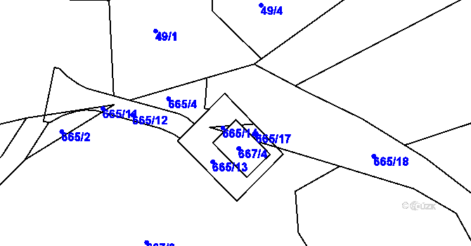 Parcela st. 665/15 v KÚ Polnička, Katastrální mapa