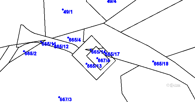 Parcela st. 665/16 v KÚ Polnička, Katastrální mapa