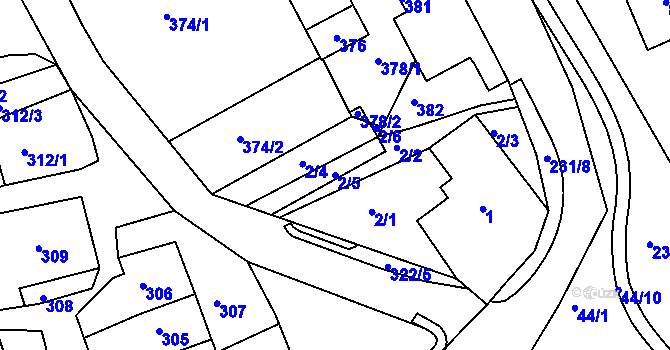 Parcela st. 2/5 v KÚ Polnička, Katastrální mapa
