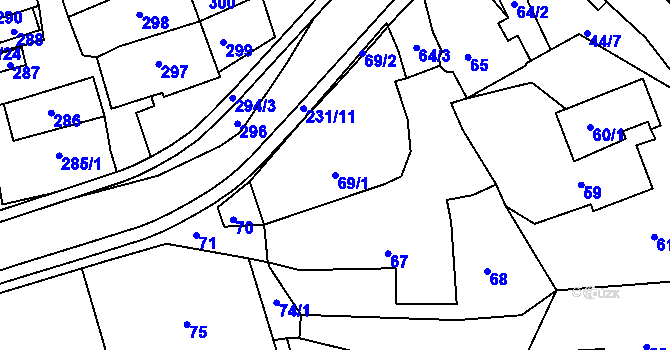 Parcela st. 69/1 v KÚ Polnička, Katastrální mapa