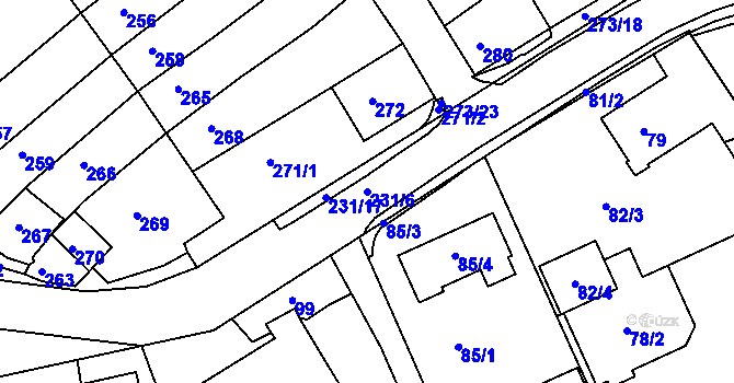 Parcela st. 231/6 v KÚ Polnička, Katastrální mapa