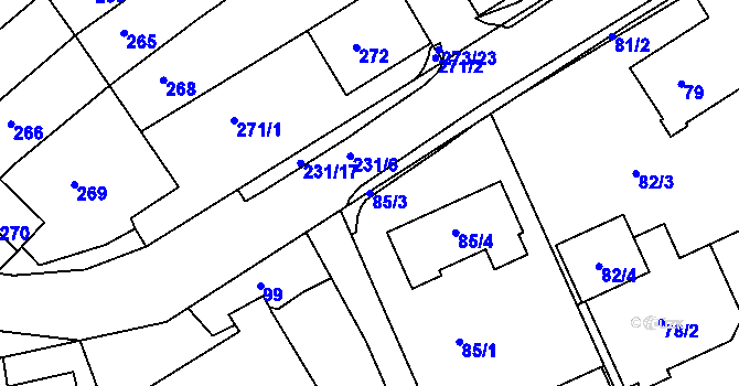 Parcela st. 85/3 v KÚ Polnička, Katastrální mapa