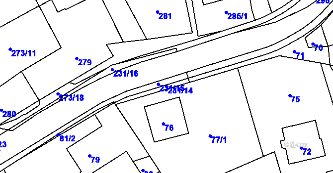 Parcela st. 231/14 v KÚ Polnička, Katastrální mapa