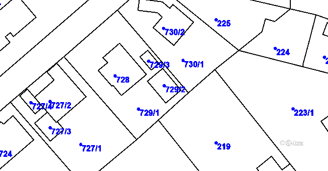 Parcela st. 729/2 v KÚ Polnička, Katastrální mapa