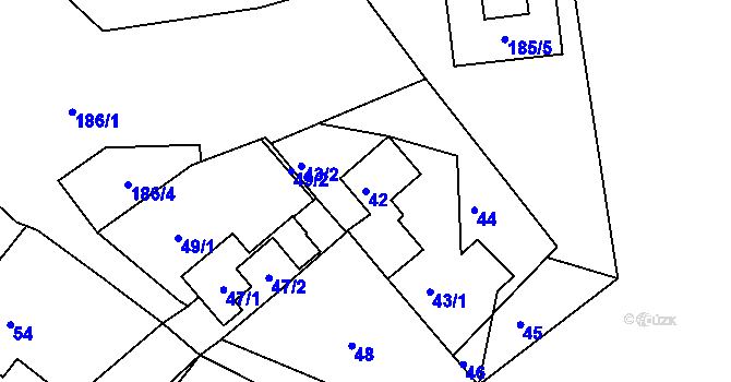 Parcela st. 42 v KÚ Račín u Polničky, Katastrální mapa