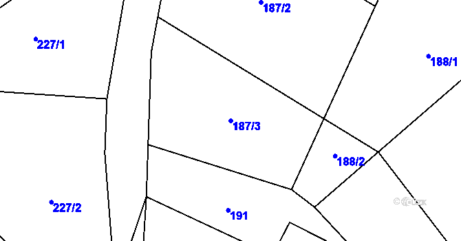 Parcela st. 187/3 v KÚ Račín u Polničky, Katastrální mapa