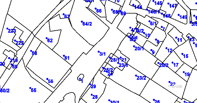 Parcela st. 3/1 v KÚ Stržanov, Katastrální mapa