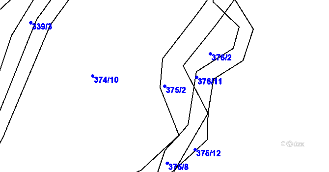 Parcela st. 375/2 v KÚ Stržanov, Katastrální mapa