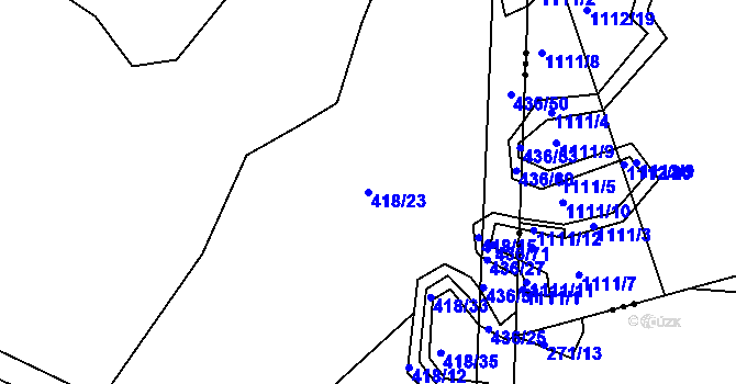 Parcela st. 418/23 v KÚ Stržanov, Katastrální mapa