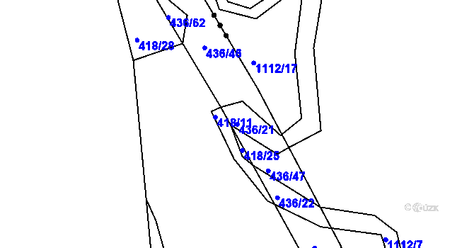 Parcela st. 436/21 v KÚ Stržanov, Katastrální mapa
