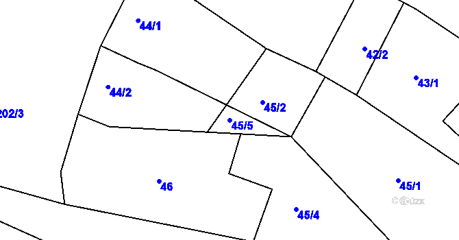 Parcela st. 45/5 v KÚ Stržanov, Katastrální mapa