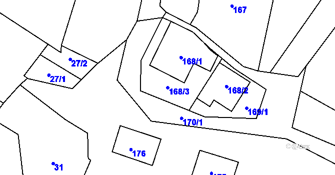 Parcela st. 168/3 v KÚ Stržanov, Katastrální mapa