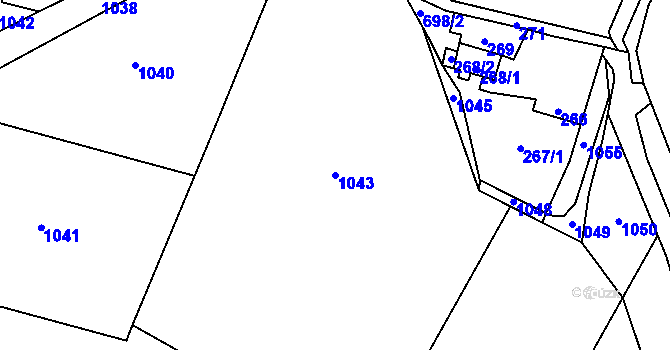 Parcela st. 1043 v KÚ Polom u Hranic, Katastrální mapa