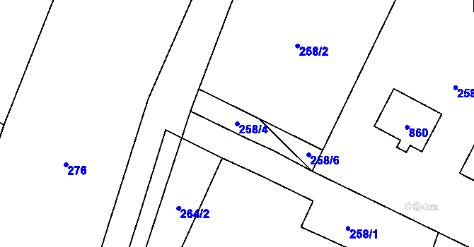 Parcela st. 258/4 v KÚ Polom u Hranic, Katastrální mapa
