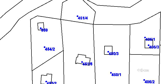 Parcela st. 451/2 v KÚ Polom u Hranic, Katastrální mapa
