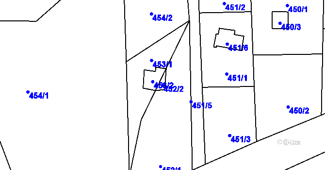 Parcela st. 452/2 v KÚ Polom u Hranic, Katastrální mapa