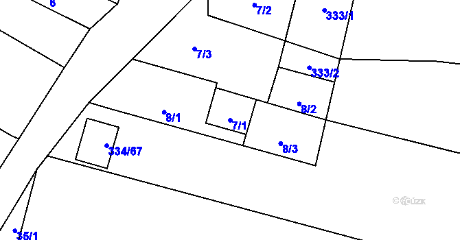 Parcela st. 7/1 v KÚ Polouvsí, Katastrální mapa