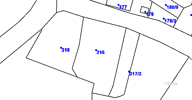 Parcela st. 216 v KÚ Polouvsí, Katastrální mapa