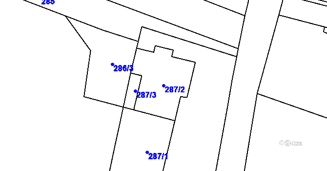 Parcela st. 287/2 v KÚ Polouvsí, Katastrální mapa