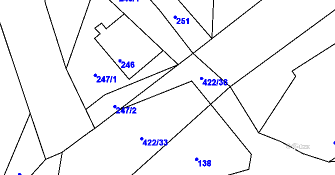 Parcela st. 422/34 v KÚ Polouvsí, Katastrální mapa