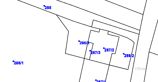 Parcela st. 286/3 v KÚ Polouvsí, Katastrální mapa
