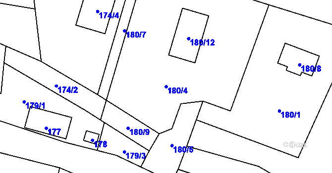 Parcela st. 180/4 v KÚ Polouvsí, Katastrální mapa