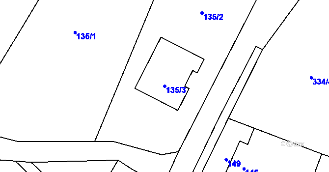 Parcela st. 135/3 v KÚ Polouvsí, Katastrální mapa