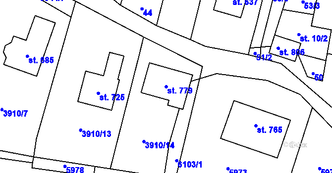 Parcela st. 779 v KÚ Pomezí, Katastrální mapa