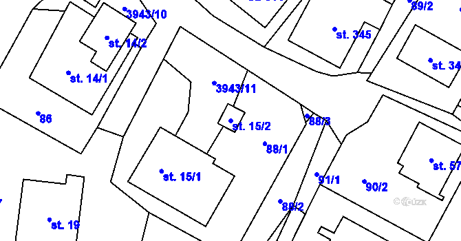 Parcela st. 15/2 v KÚ Pomezí, Katastrální mapa