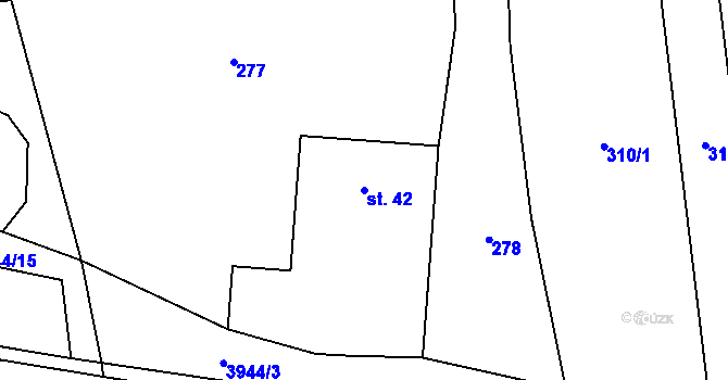 Parcela st. 42 v KÚ Pomezí, Katastrální mapa