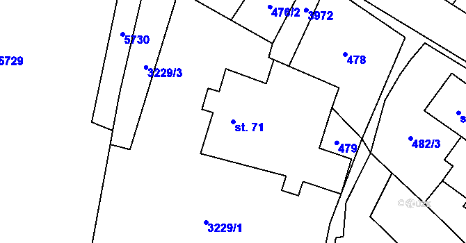 Parcela st. 71 v KÚ Pomezí, Katastrální mapa