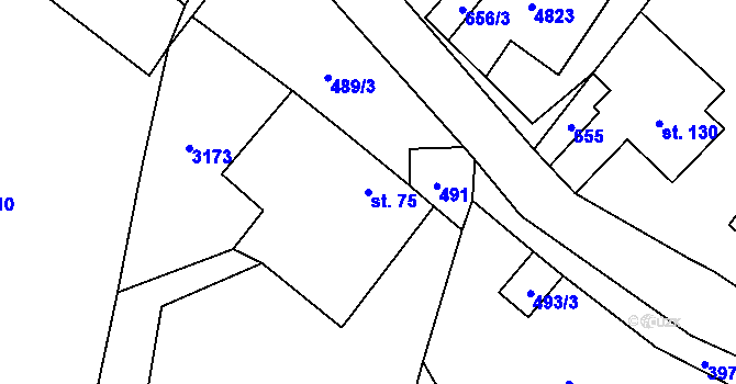Parcela st. 75 v KÚ Pomezí, Katastrální mapa