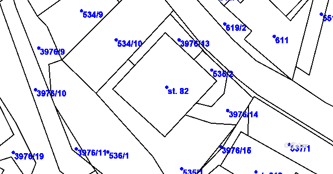 Parcela st. 82 v KÚ Pomezí, Katastrální mapa